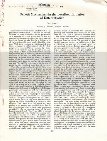 Genetic Mechanisms in the Localized Initiation of Differentiation