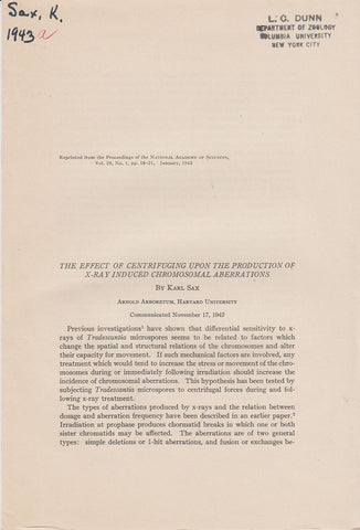 The Effect of Centrifuging Upon the Production of X-Ray Induced Chromosomal Aberrations