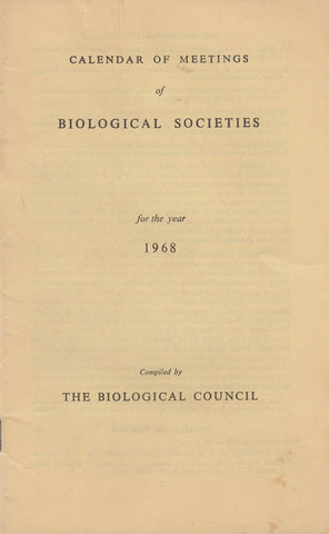 Calendar of Meetings of Biological Societies