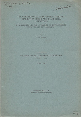 The Chromosomes in Diabrotica Vittata, Diabrotica Soror and Diabrotica 12-Punctata: A Contribution to the Literature on Heterochromosomes and Sex Determination