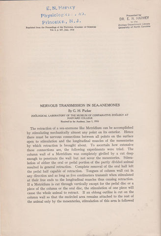 Nervous Transmission in Sea-Anemones