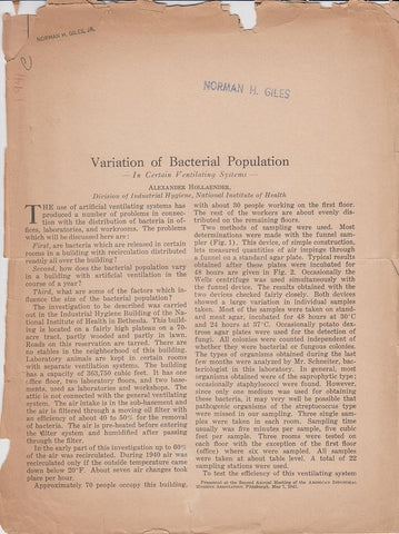 Variation of Bacterial Population