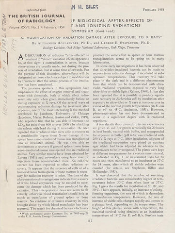 The Chemistry of Biological Affter-Effects of Ultraviolet and Ionizing Radiations X. Modification of Radiation Damage After Exposure to X Rays