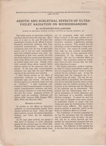 Abiotic and Sublethal Effects of Ultraviolet Radiation on Microorganisms