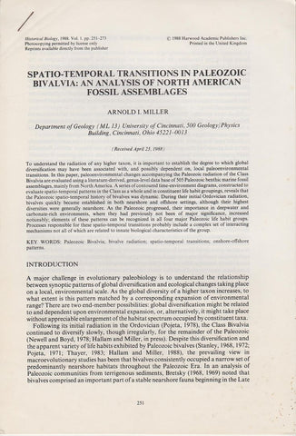 Spatio-Temporal Transitions in Paleozoic Bivalvia: an Analysis of North American Fossil Assemblages