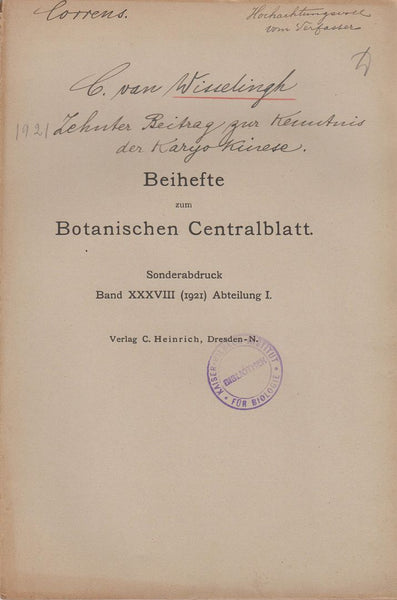 Zehnter Beitrag zur Kenntnis der Karyokinese I. Neue Untersuchungen uber die Kayokinese bei Spirogyra. II. Die Methoden fur die Untersuchung von Kernen und Kernteilungsfiguren. III. Der heutige Stand unsrer Kenntnis der Kerne und der Kernteilung bei Spiro