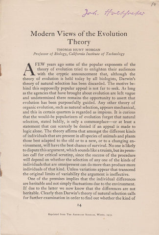 Modern Views of the Evolution Theory