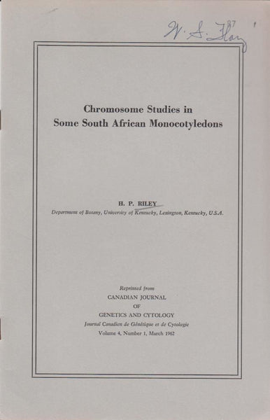 Chromosome Studies in some South African Monocotyledons