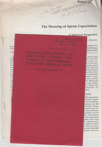 116 offprints dating from 1940-1980 by Min Chueh Chang from the Robert H. Foote collection(researcher in In Vitro fertilization at Cornell)