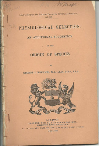 Physiological Selection: An Additional Suggestion on the Origin of Species