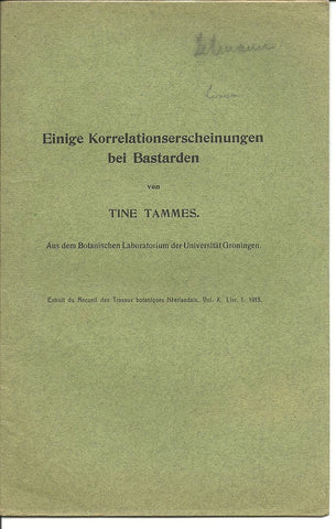 19 offprints from Tine Tammes 1913-1934