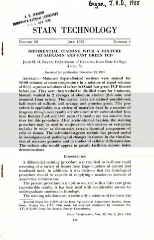 Differential Staining With A Mixture Of Safranin And Fast Green FCF