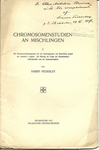 Chromosomenstudien an Mischlingen I. Die Chromosomenkonjugation bei der Gametogenese von Smerinthus populi var. austauti x populi. Ein Beitrag zur Frage der Chromosomen-individualitat und der Gametenreinheit