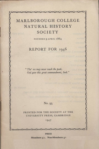 10 issues of Report of The Marlborough College Natural History Society 1935, 36, 38, 39, 40, 42, 44, 45, 46, 58-59.