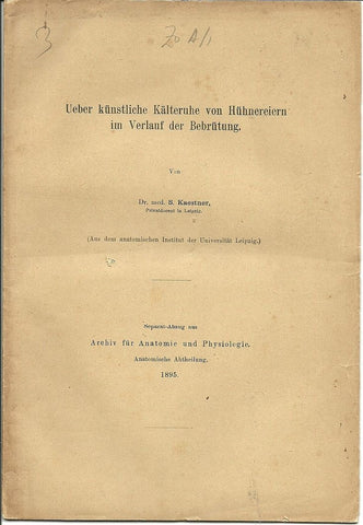 Ueber kunstliche Kalteruhe von Hu&#776;hnereiern im Verlauf der Bebrutung